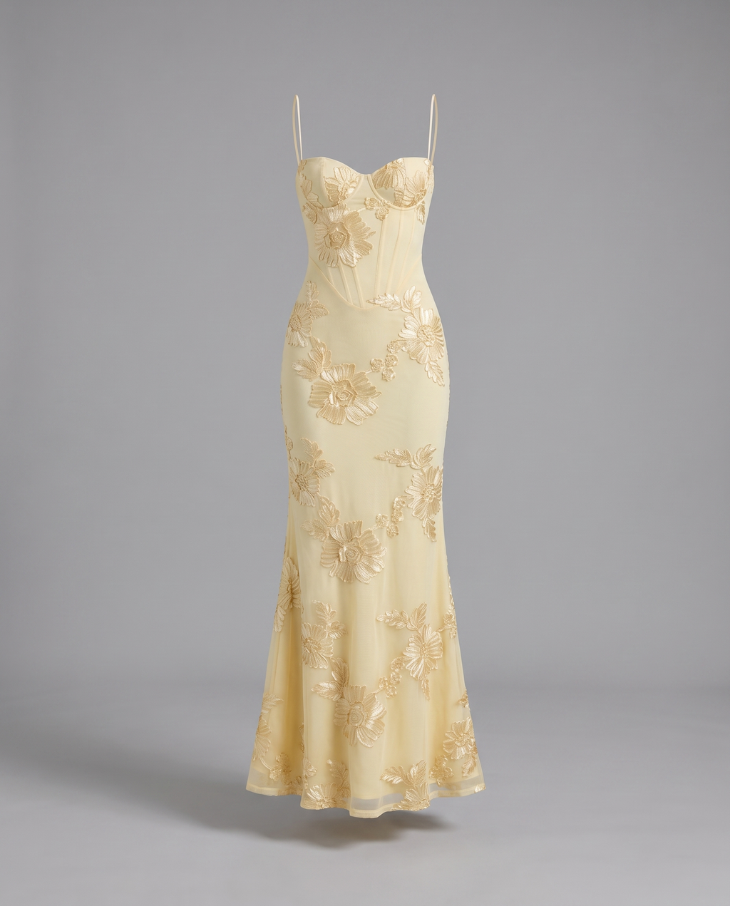 Floral Corset Maxi Dress with Lace-Up Back