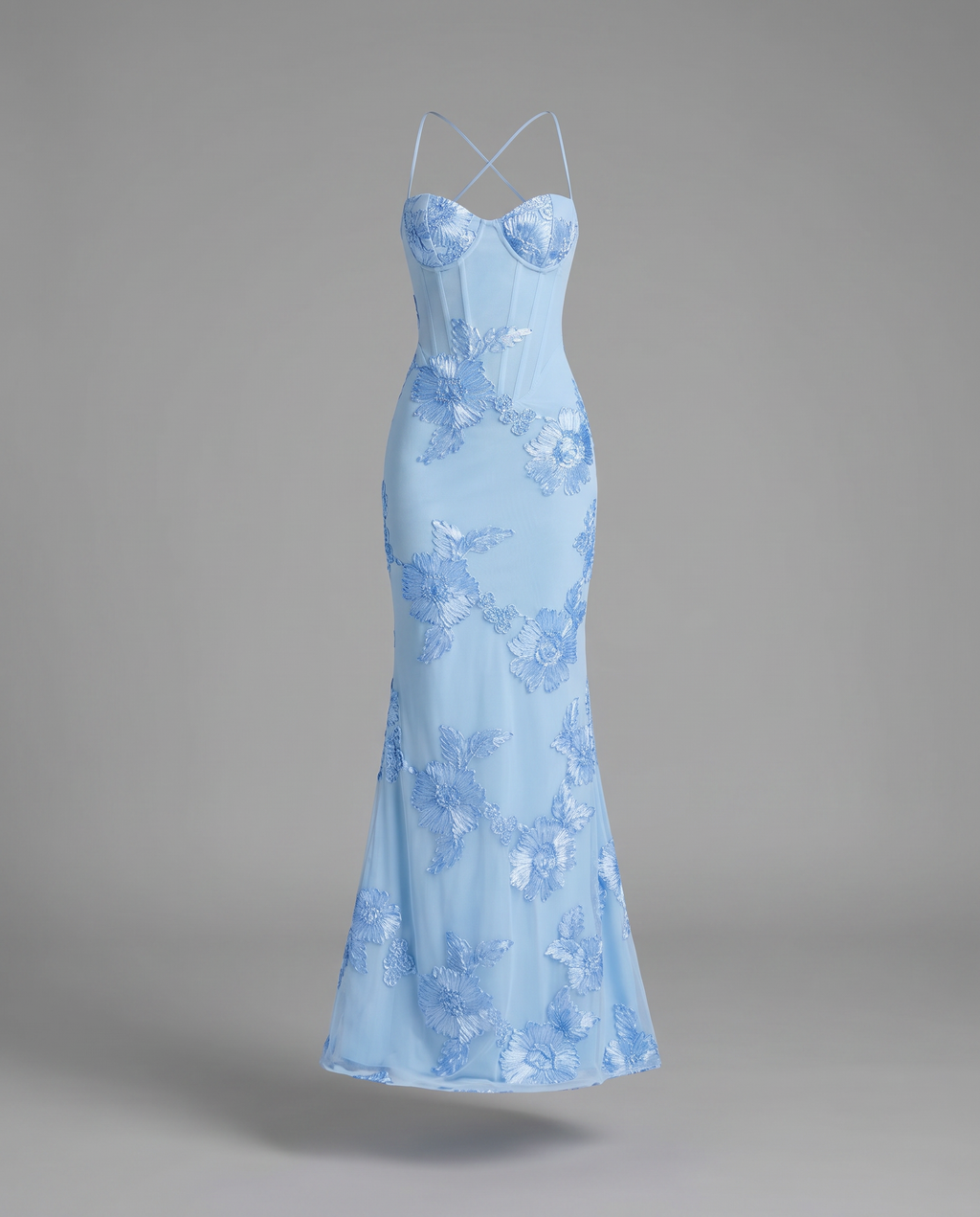 Floral Corset Maxi Dress with Lace-Up Back