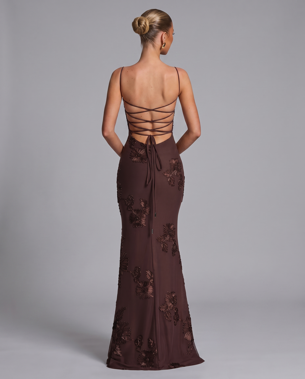 Floral Corset Maxi Dress with Lace-Up Back