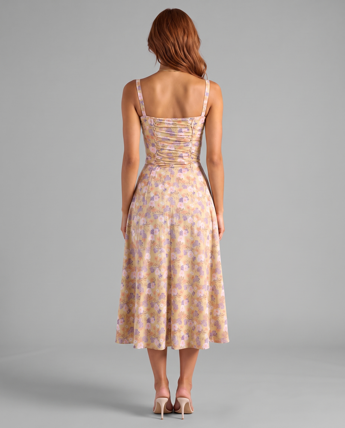 Floral Corset Midi Dress with Side Slit