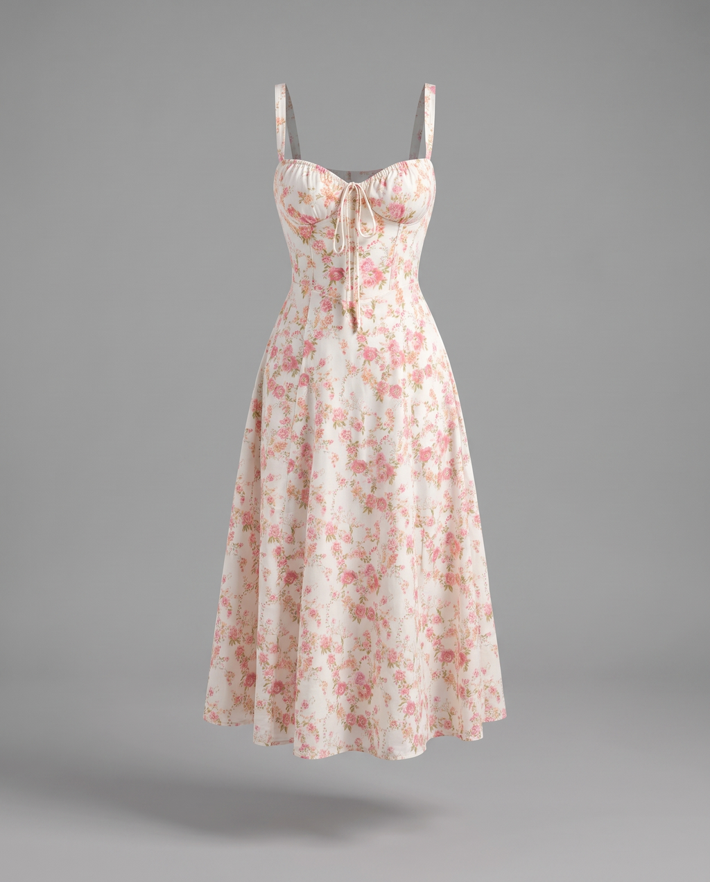 Floral Corset Midi Dress with Side Slit