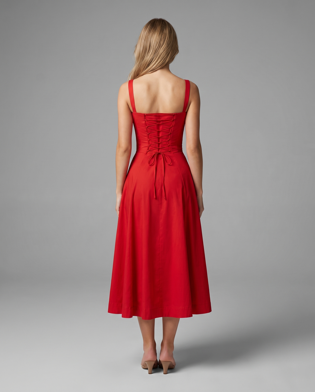 Floral Corset Midi Dress with Side Slit