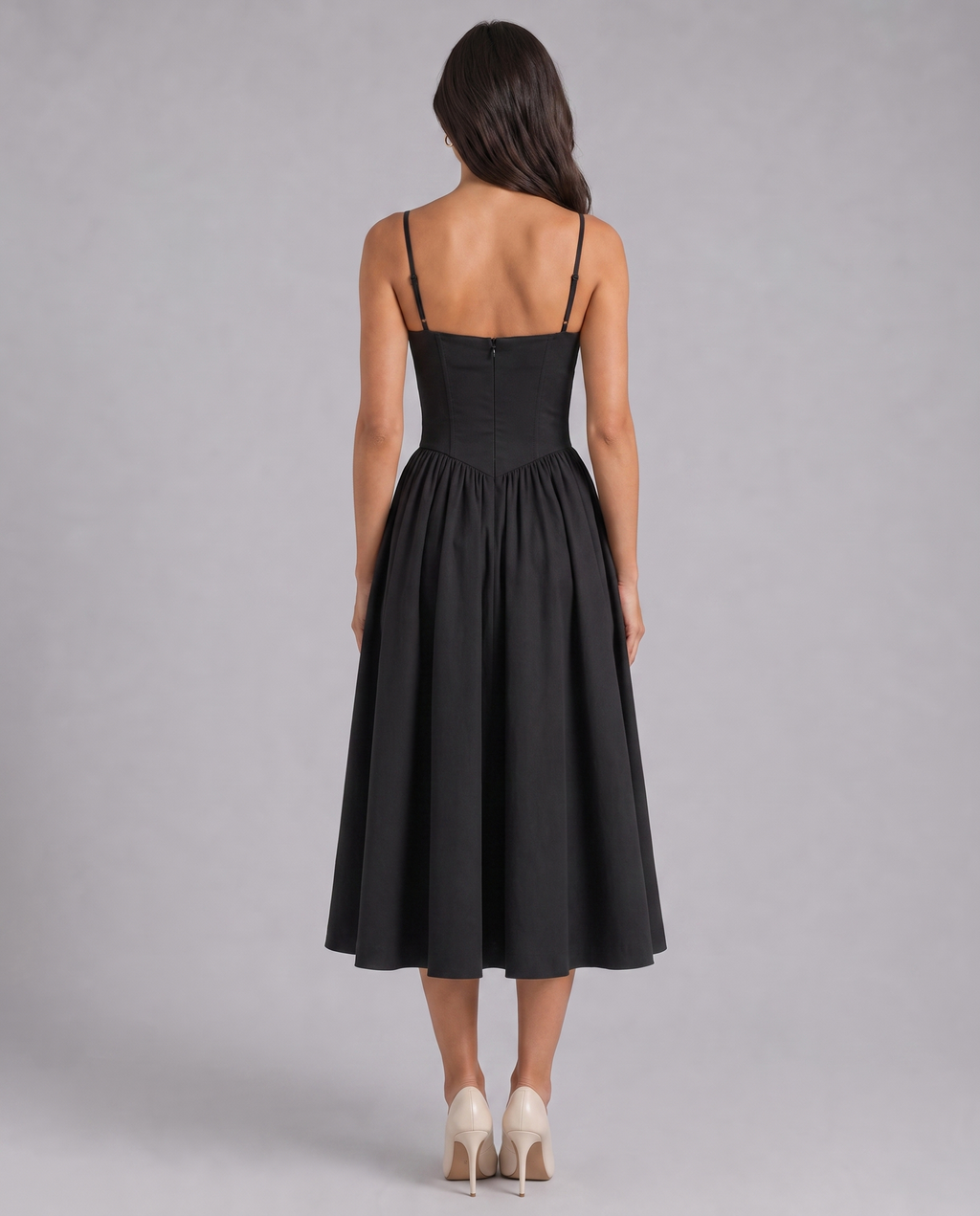Floral Corset Sweetheart Neck Midi Dress