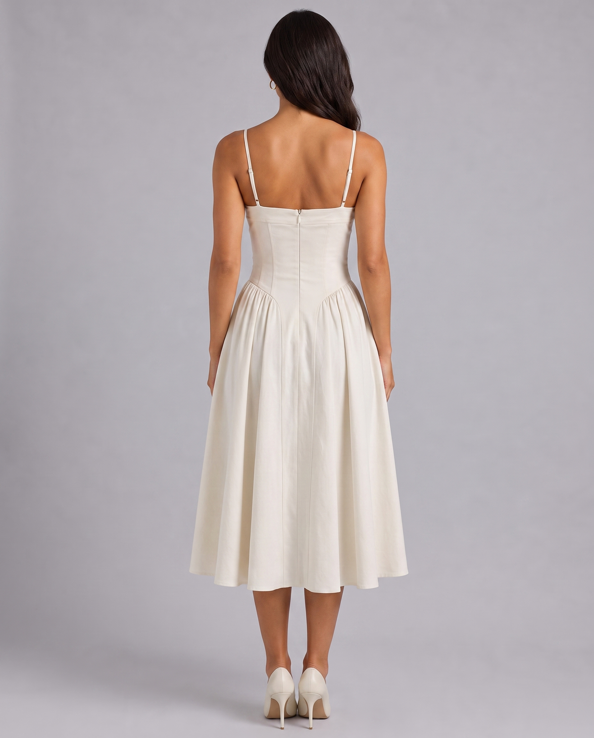 Floral Corset Sweetheart Neck Midi Dress