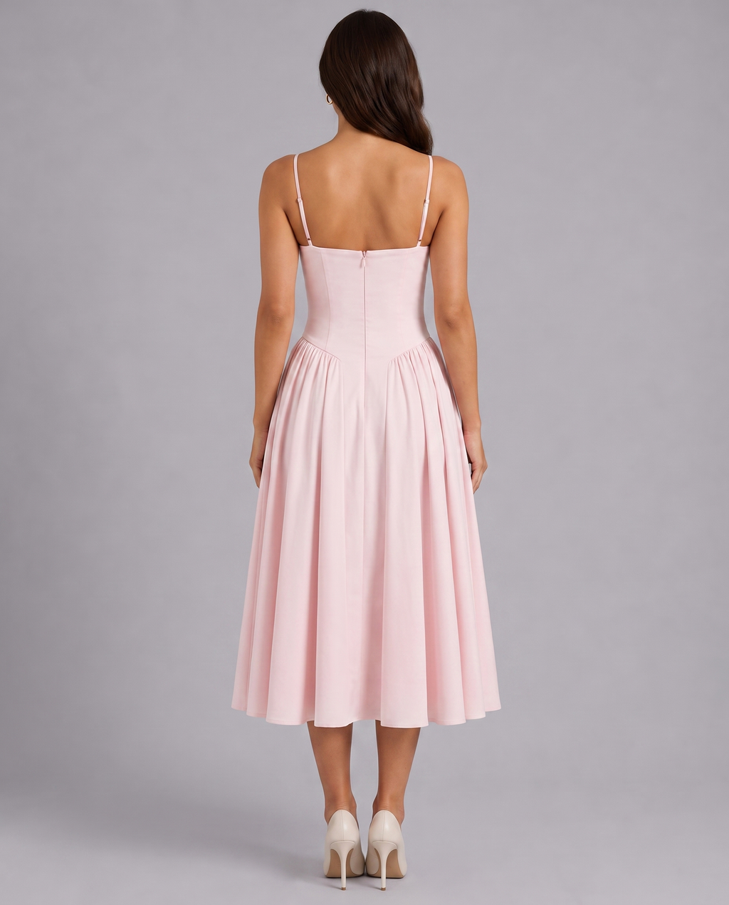 Floral Corset Sweetheart Neck Midi Dress
