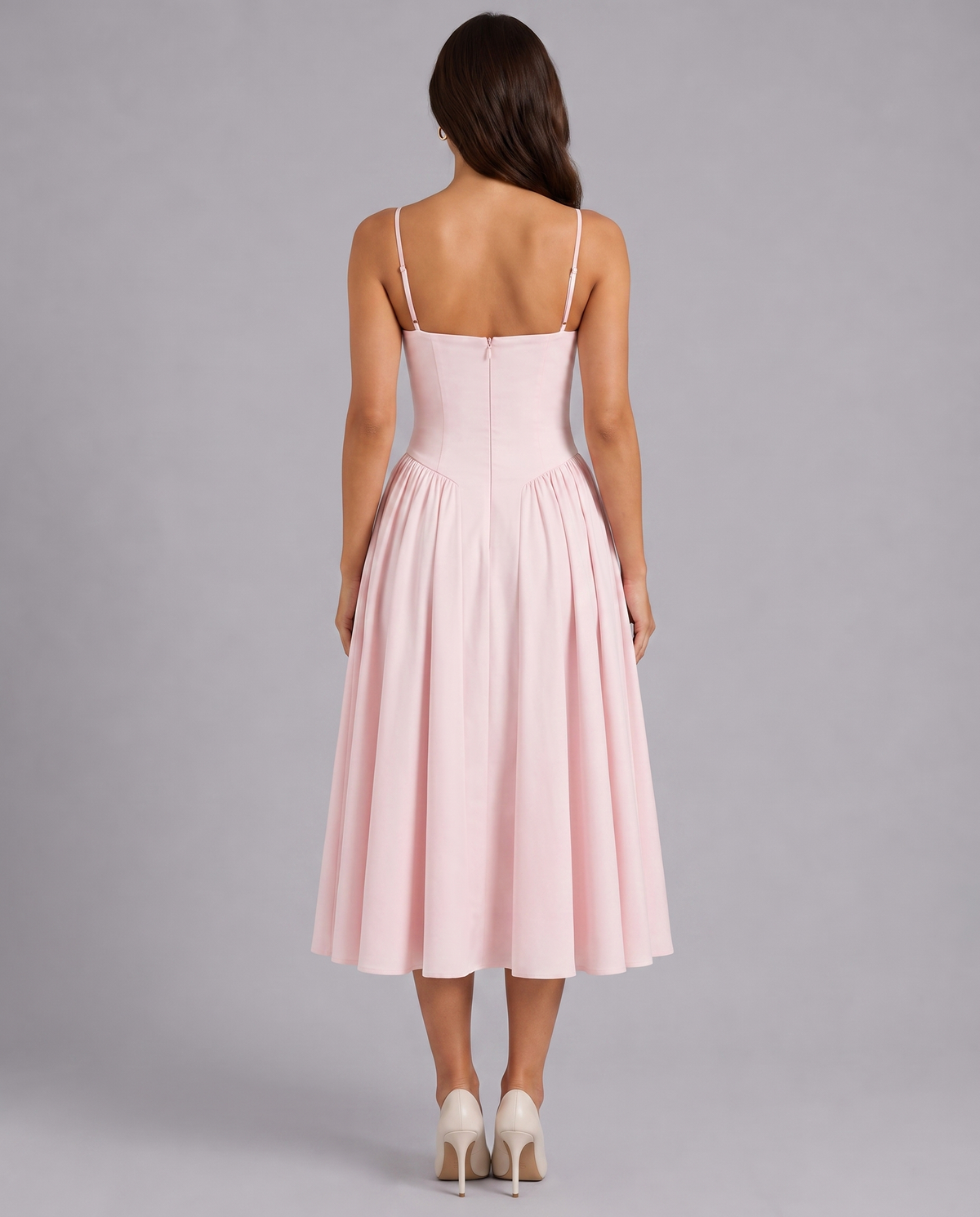 Floral Corset Sweetheart Neck Midi Dress