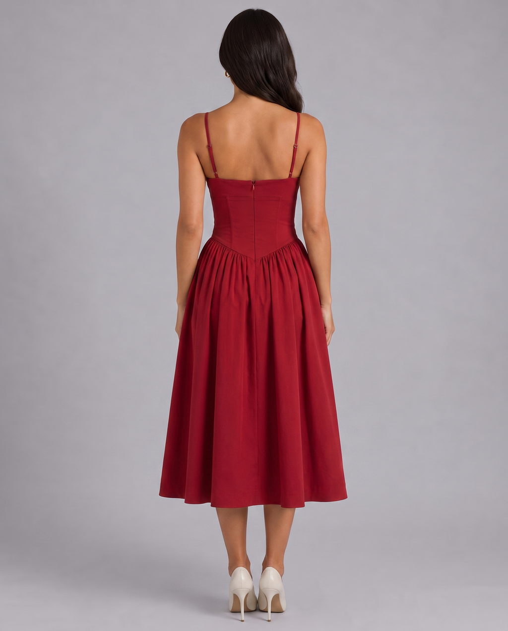 Floral Corset Sweetheart Neck Midi Dress