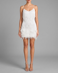 White Sequin Mini Dress Feather Fringe Party Dress