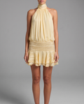 Yellow Chiffon Halterneck Mini Dress