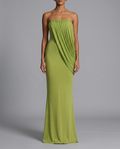 Olive Strapless Draped Maxi Dress