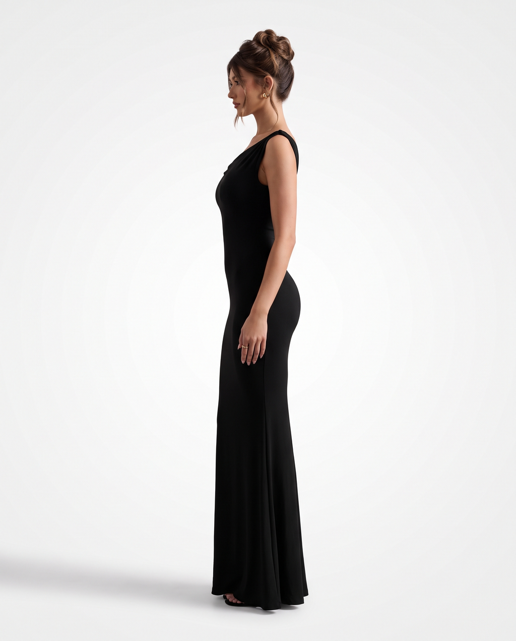 Black Twisted Asymmetric Maxi New Year's Eve Dress