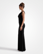 Black Twisted Asymmetric Maxi New Year's Eve Dress