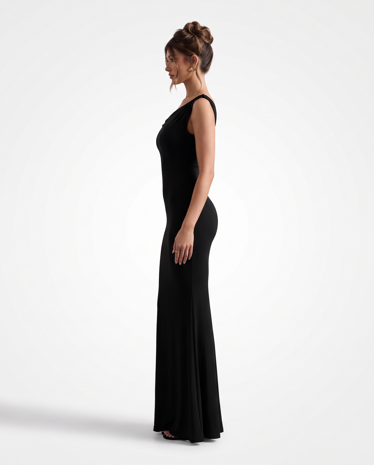 Black Twisted Asymmetric Maxi New Year's Eve Dress