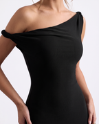 Black Twisted Asymmetric Maxi New Year's Eve Dress