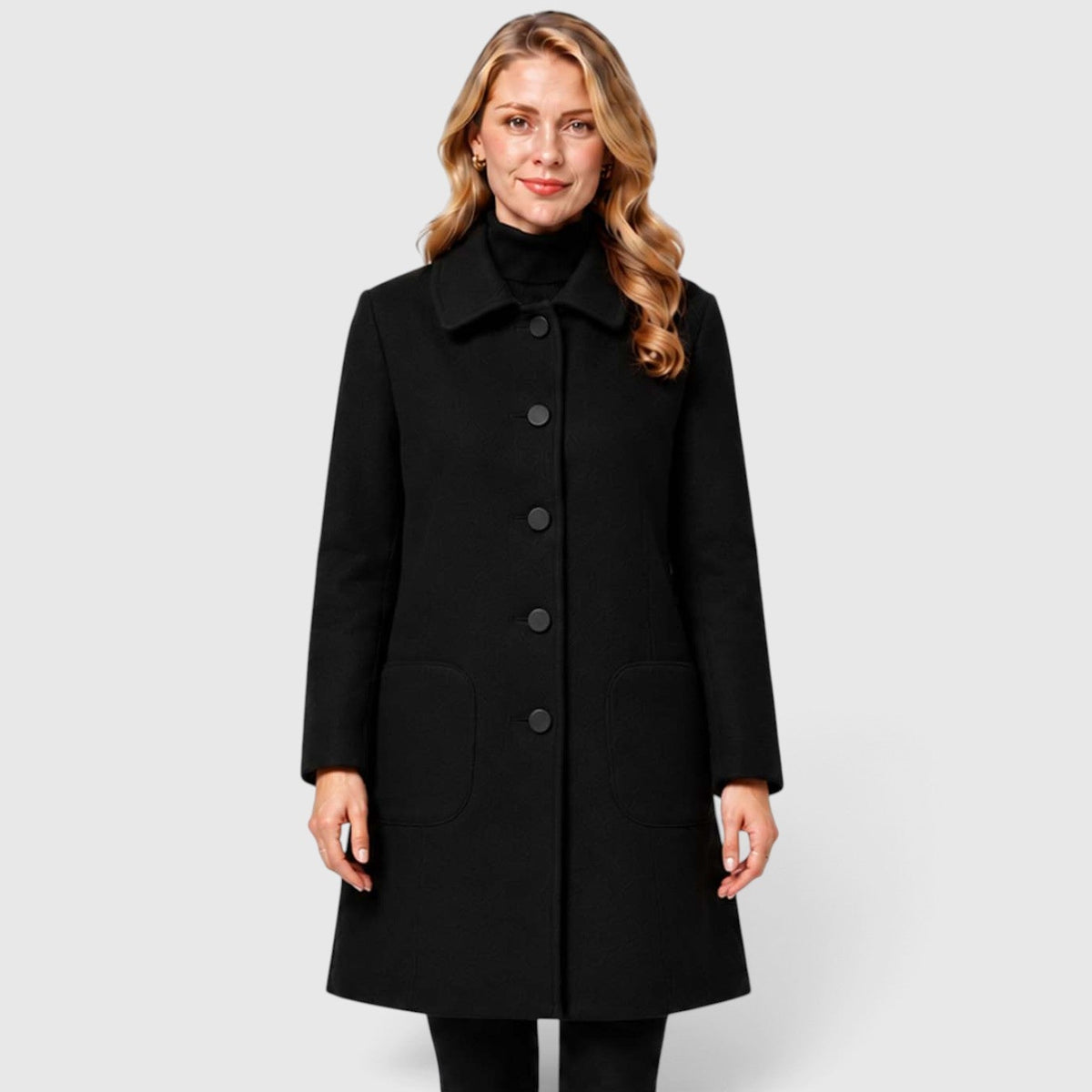 Women's Long Wool Winter Coat – Single Breasted Smart Jacket