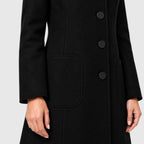 Women's Long Wool Winter Coat – Single Breasted Smart Jacket