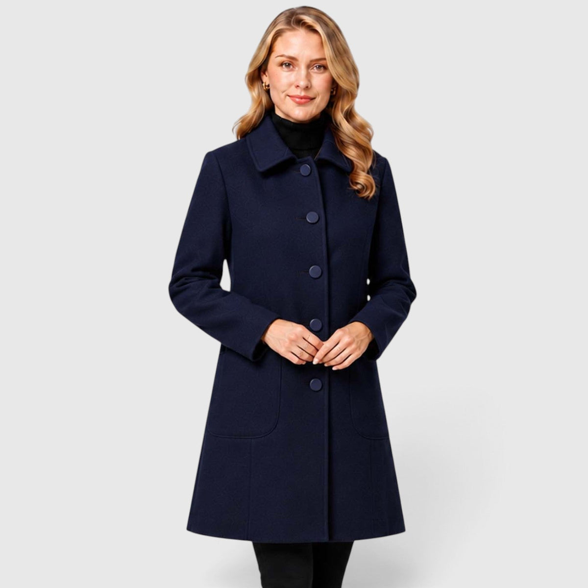 Women's Long Wool Winter Coat – Single Breasted Smart Jacket