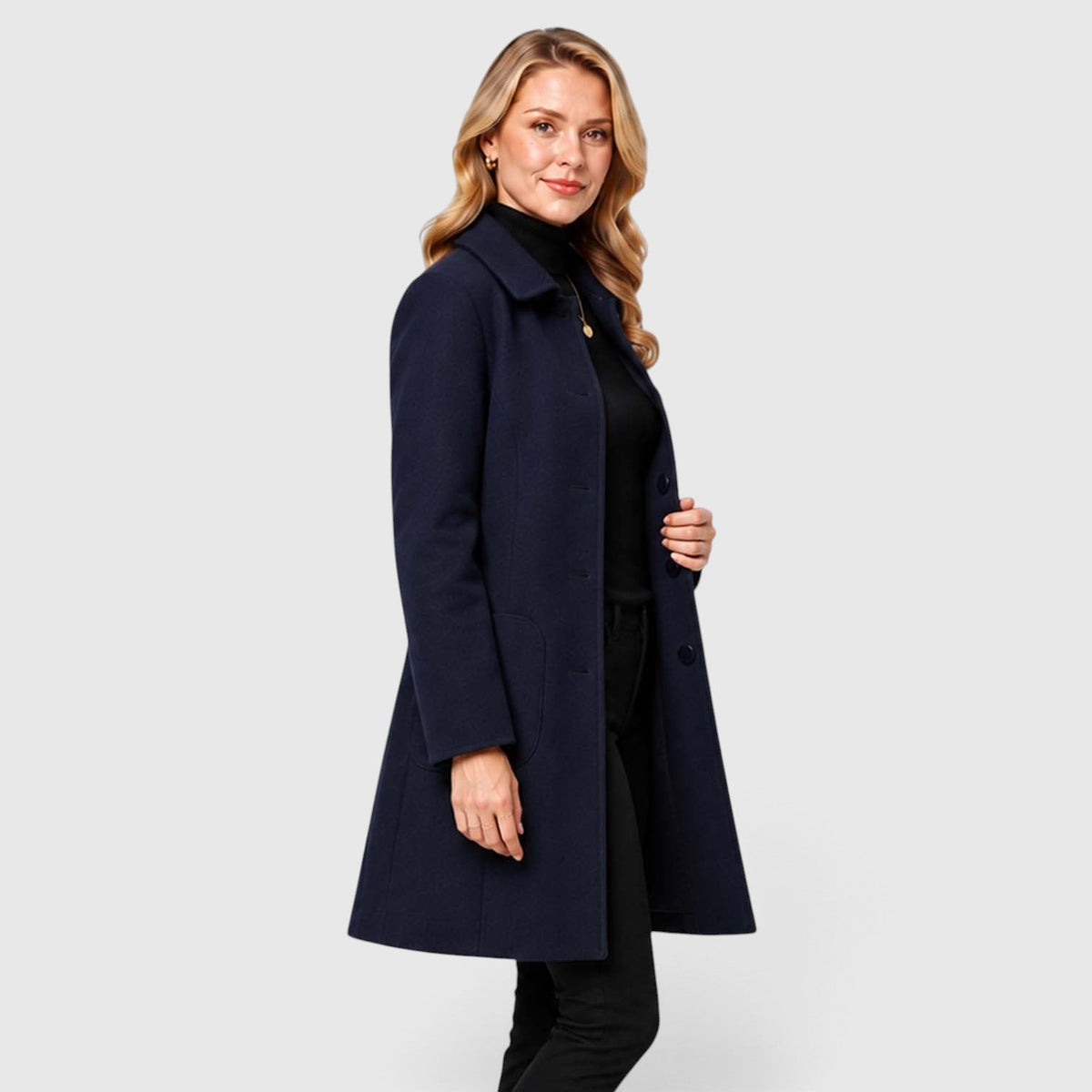 Women's Long Wool Winter Coat – Single Breasted Smart Jacket