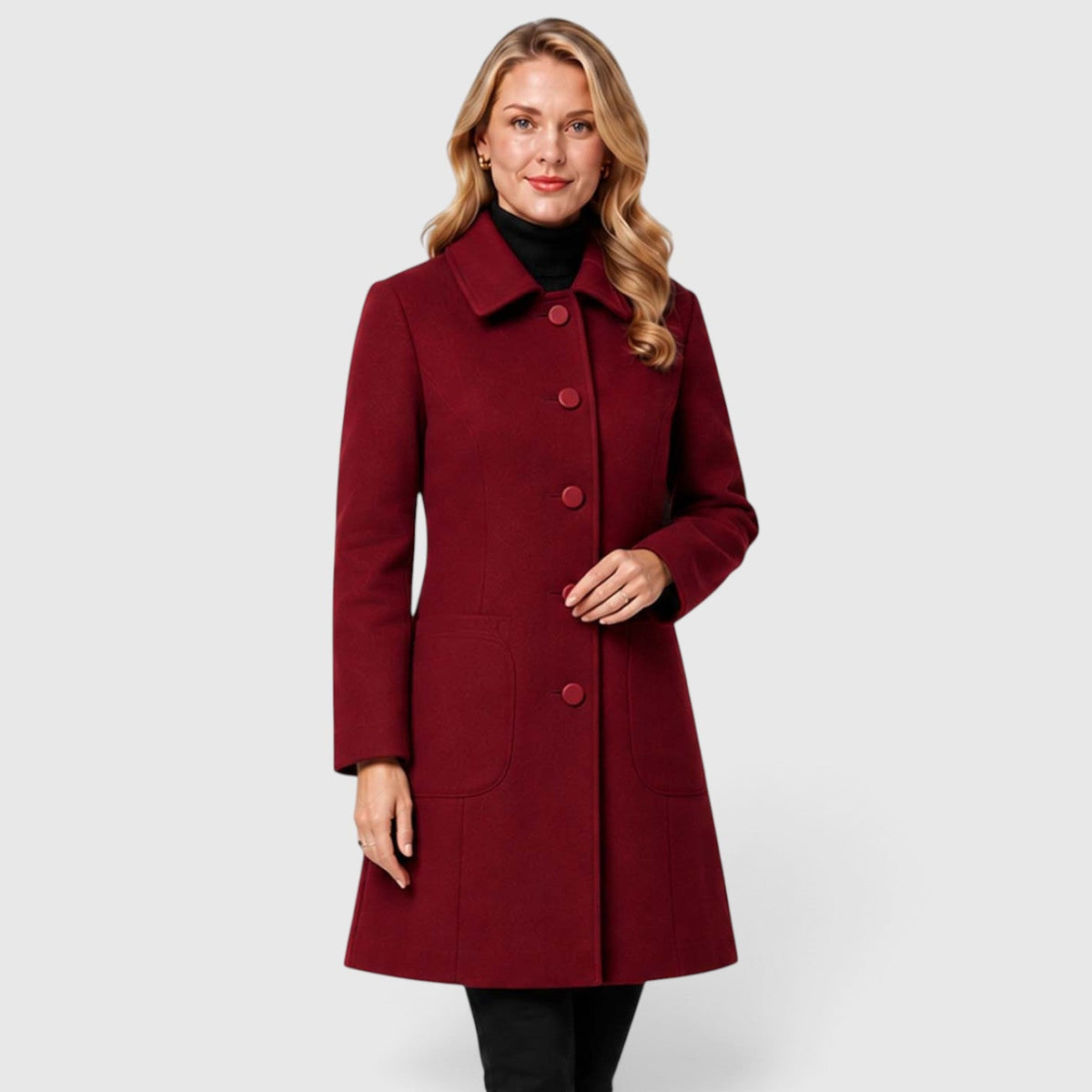 Women's Long Wool Winter Coat – Single Breasted Smart Jacket