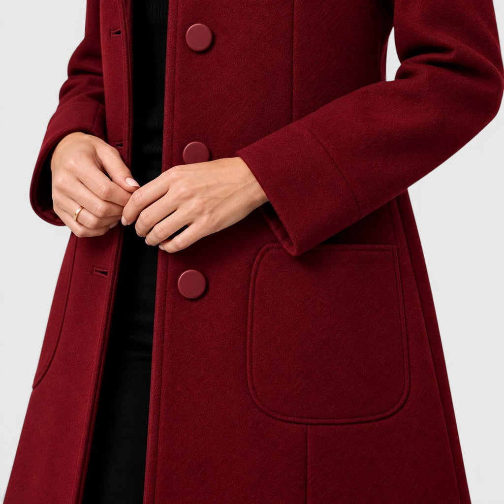 Women's Long Wool Winter Coat – Single Breasted Smart Jacket