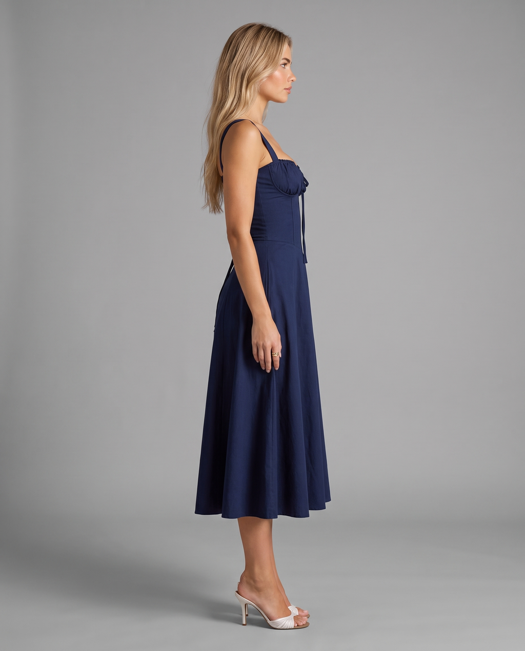 Floral Corset Midi Dress with Side Slit